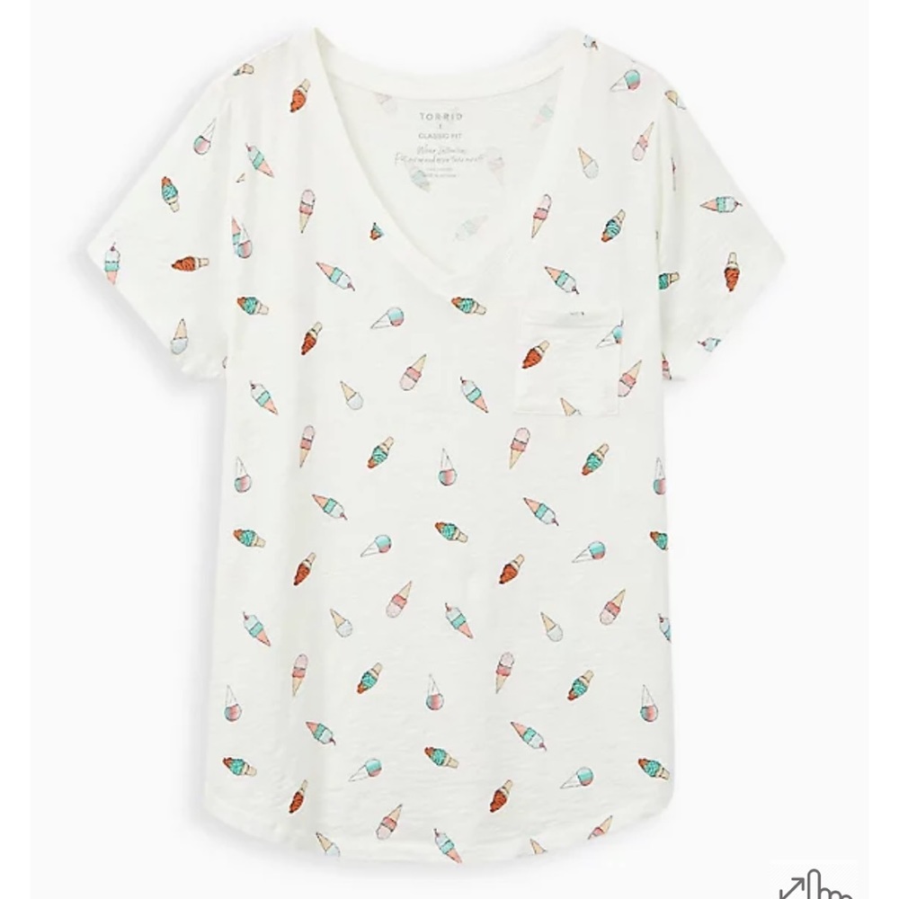 Torrid slub pocket tee with ice cream detail, size 5!